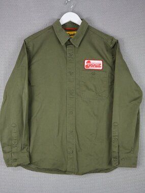 Donut Media Graphic Cotton Button Up Shirt Mens Small